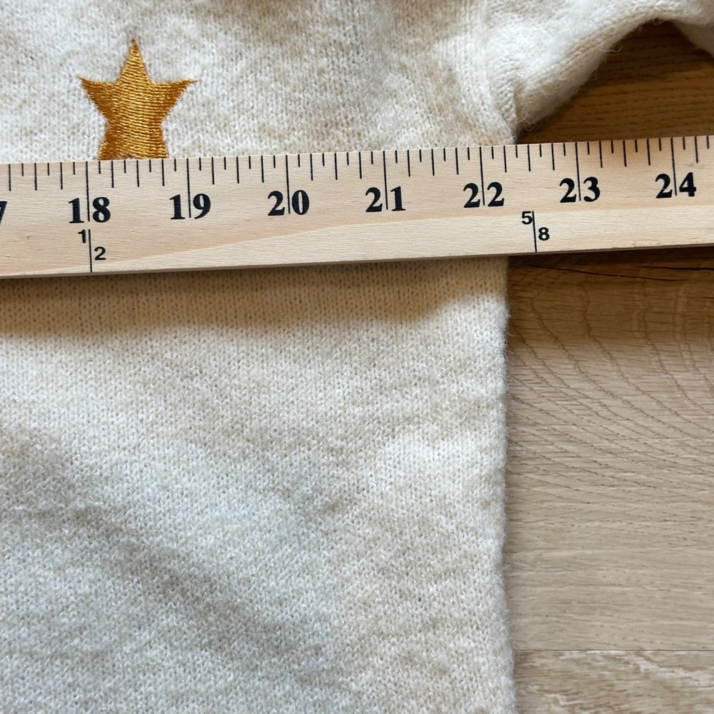Storia Sweater Oversized Balloon Sleeve Star Embroidered Preppy Americana M - Picture 5 of 7